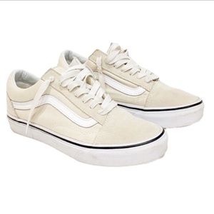 VANS Old Skool Classic Shoe Sneaker Boat Shoe Slip On Beige & White Size 4.5